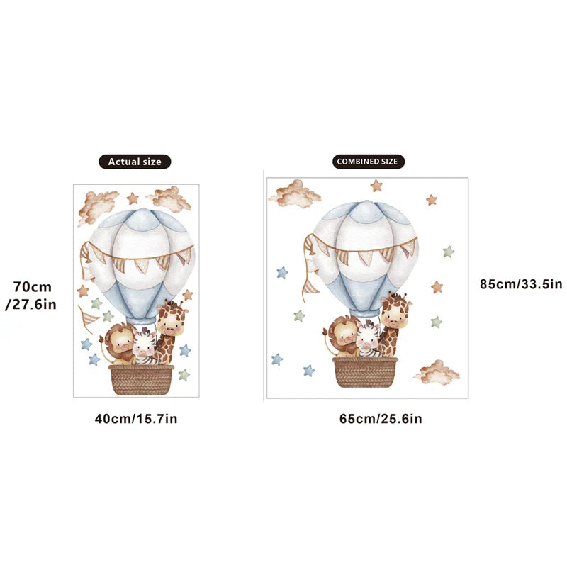 Décoration Enchantée: La Magie des Stickers Muraux Aquarelle Girafe et Montgolfière