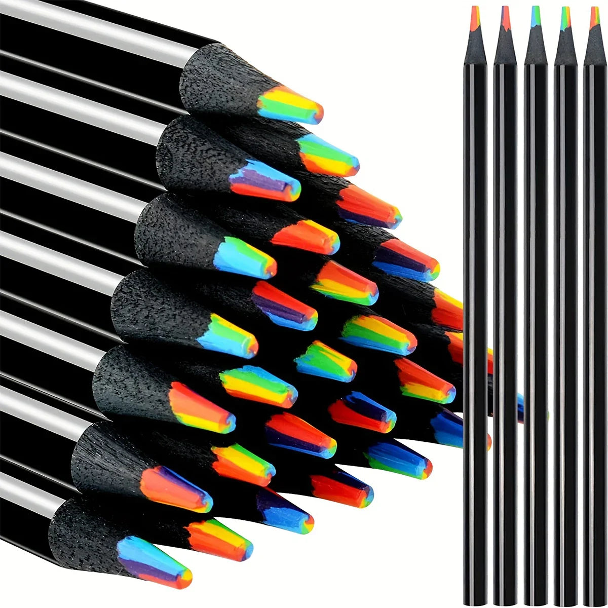 Découvrez une Explosion de Couleurs : Le Lot de Crayons Bois Noir Multicolores 7-en-1 pour des Créations Inoubliables