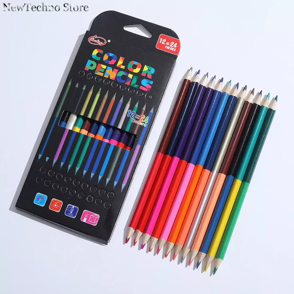 Réinventez votre art avec l'ensemble de crayons double tête aux 24 couleurs