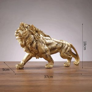 Ajoutez une touche royale à votre intérieur avec ce lion en résine dorée