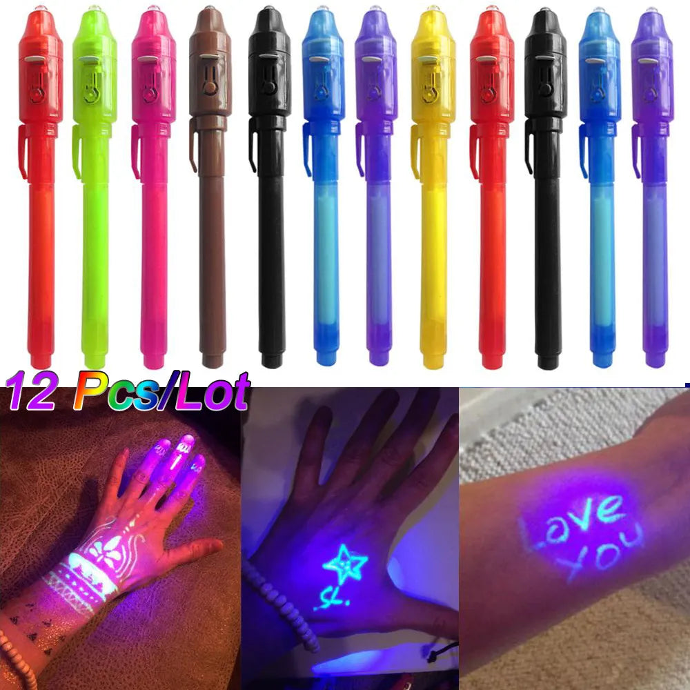 Découvrez la Magie des Messages Secrets avec le Lot de 12 Stylos à Encre Invisible et Lumière UV