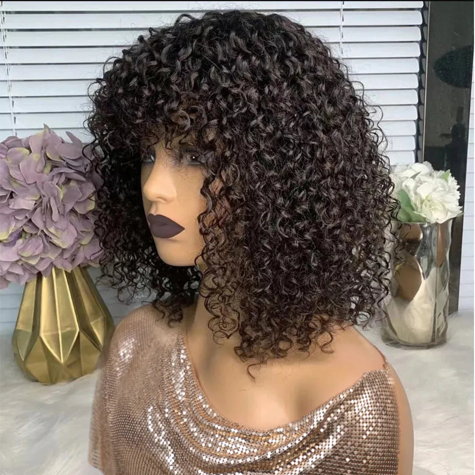 Modernité et Élégance au Rendez-vous avec la Perruque Courte Boucles Jerry Curl Blonde Remy Hair