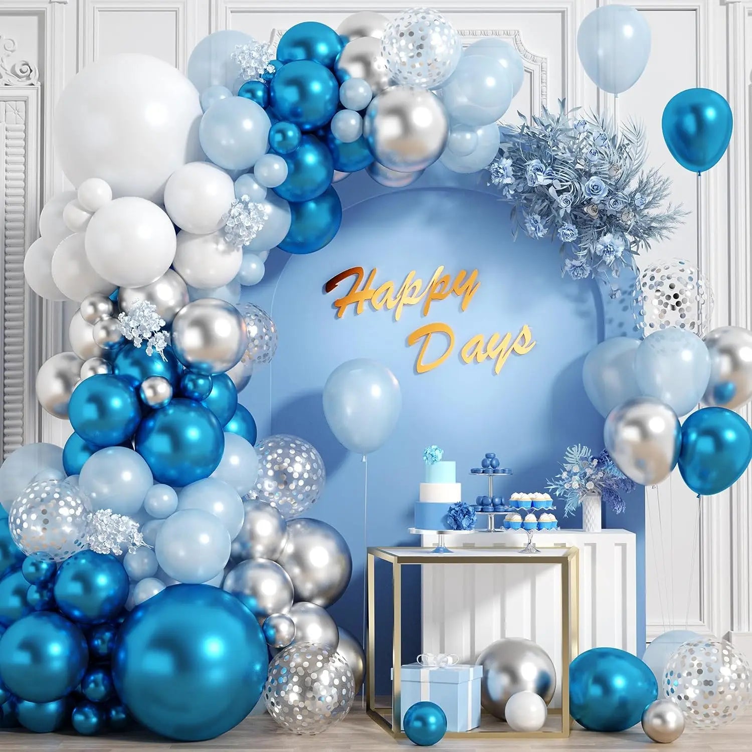 Décoration Éclatante : Sublimez Vos Événements avec le Kit Guirlande Arc de Ballons Bleu Argent