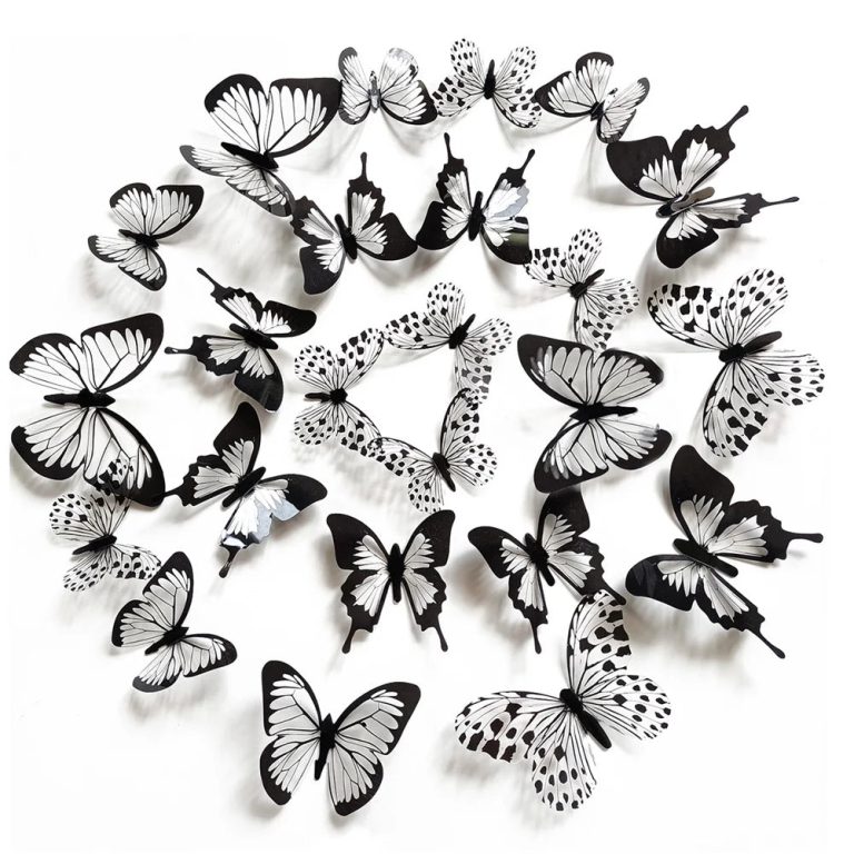 Embellissez Votre Espace avec Élégance grâce aux Stickers 3D Papillon en Noir et Blanc