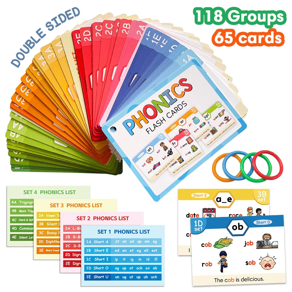 Redécouvrez l'apprentissage de la langue avec les cartes éducatives phonétique enfants QKX
