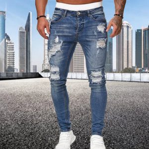 Style urbain affirmé : redécouvrez le denim vintage avec le Jeans Skinny Déchirés Homme