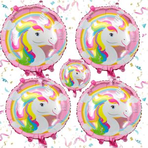 Transformez Vos Célébrations en un Univers Magique avec le Lot de 5 Ballons Décoration Arc-en-ciel Licorne