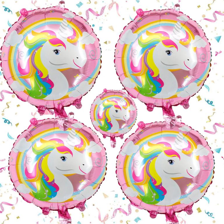 Transformez Vos Célébrations en un Univers Magique avec le Lot de 5 Ballons Décoration Arc-en-ciel Licorne